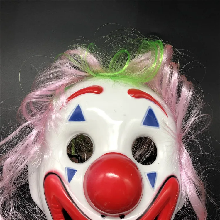 Wholesale Halloween Easter Party Cosplay Smiling Clown Mask w Wigs Funny Joker Mask Halloween Plastic PVC Clown Face Mask
