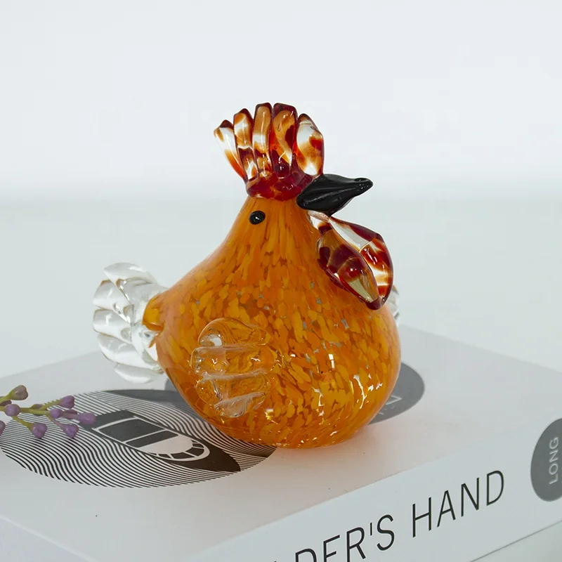 Best selling hand blown decorative elegant Murano glass rooster chicken animal figurines