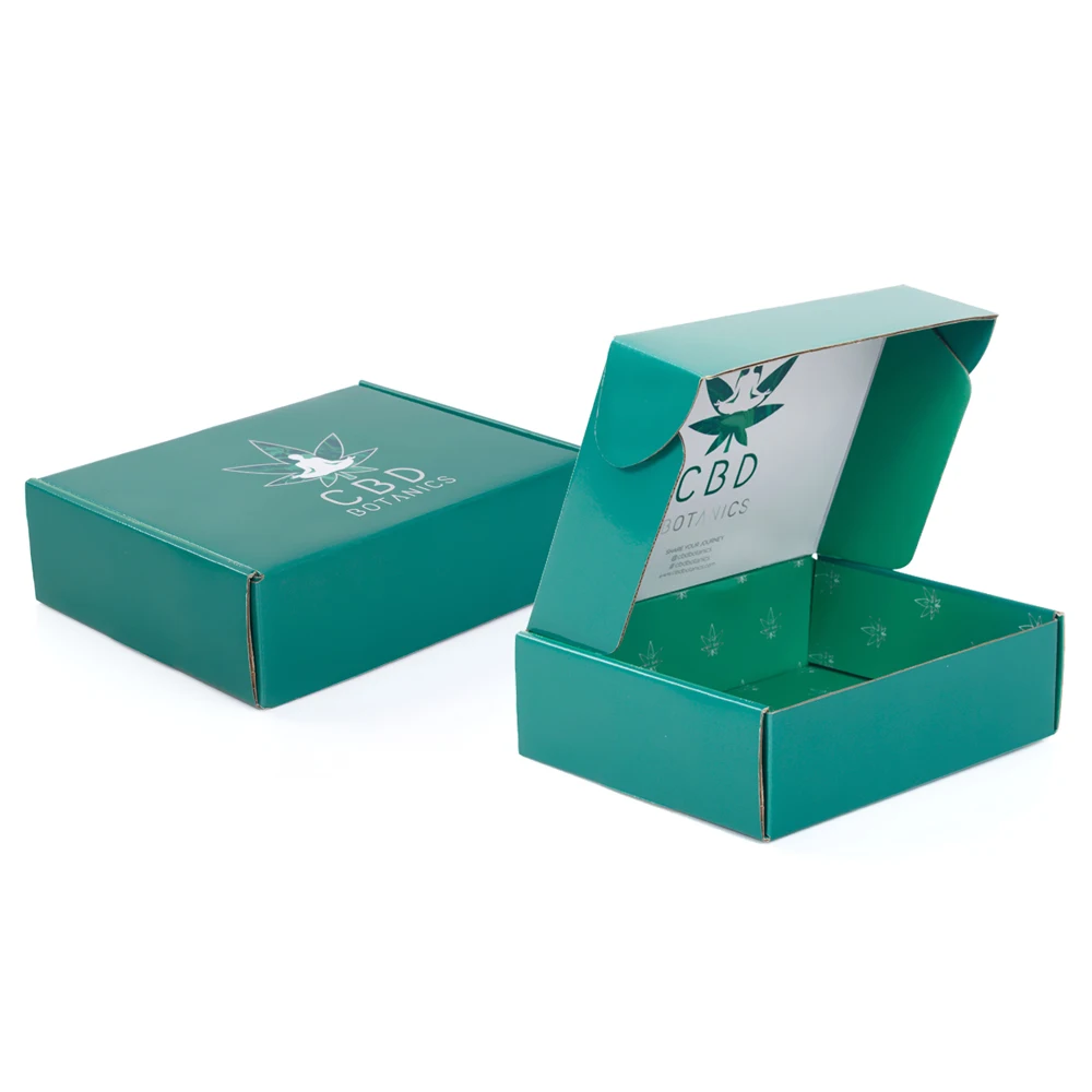 Custom Logo CBD Retail Sustainable Green Box Packaging Shipping Box For CBD Products Business