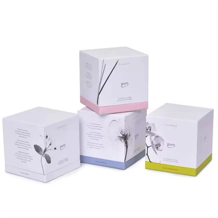 Empty Rigid Candle Boxes Luxury Custom Logo Cardboard Gift Box Decorated Candle Packing Box for Wedding Candles