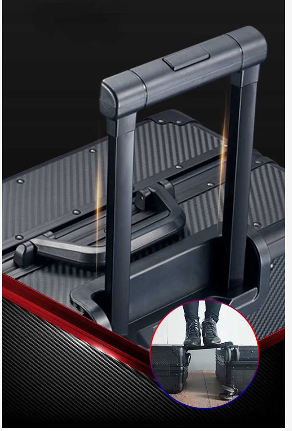 New trolley case aluminum alloy universal wheel 24 inch aluminum frame leather suitcase 26 retro boarding case