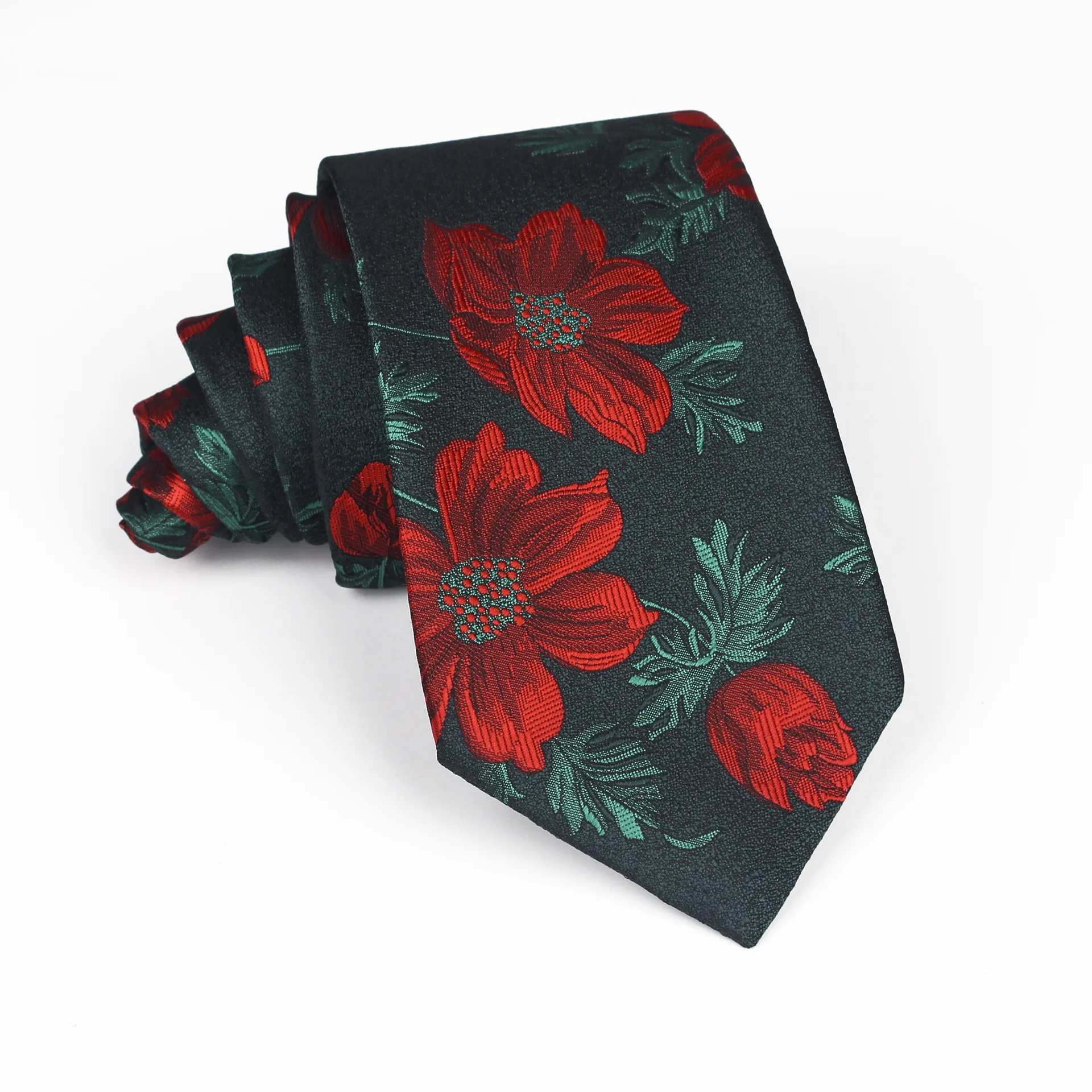 Wholesale Classic Jacquard Striped Plaid Paisley Red Flower 7CM Narrow Slim Neck Tie