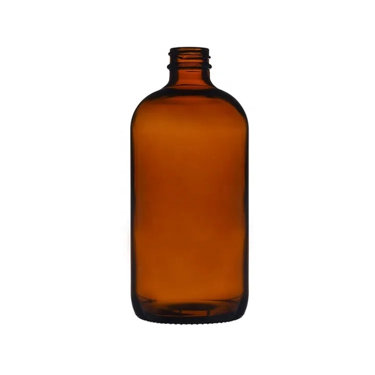 Berlin Packaging Food Grade Boston Round Frosted Amber Beverage Bottle Customized Logo 34oz Glass Orange Juice Milk Bottle