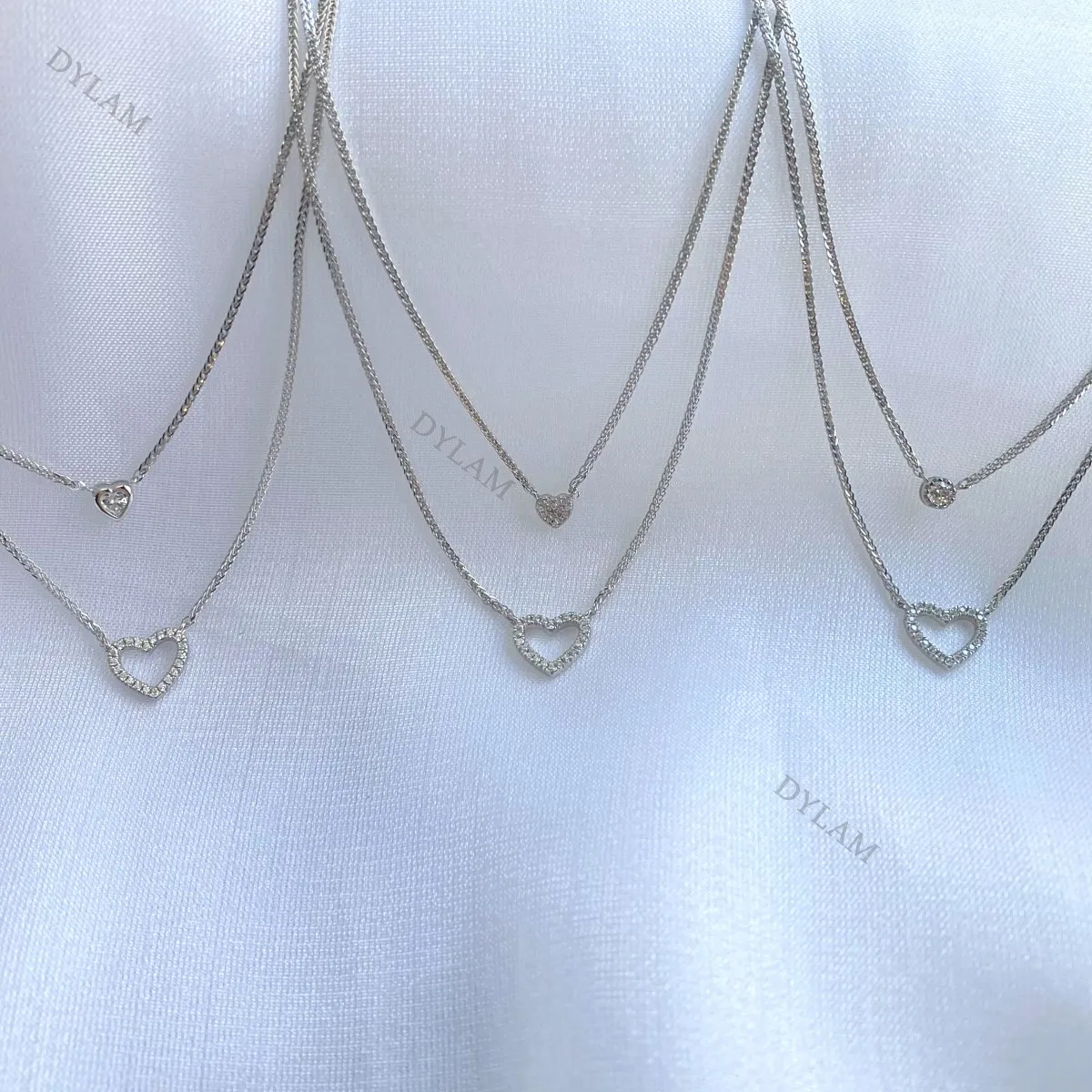 Dylam Double Layered Heart Necklace Chain Ball Satellite Choker Necklaces Jewelry for Women and Girls