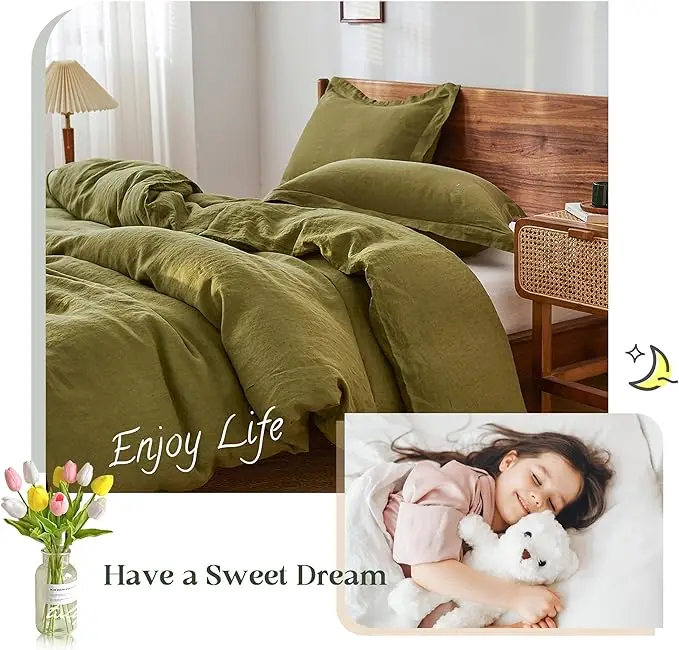 200TC-400TC OEM/ODM 100% Linen Twin size Bedding Sheets Set fitted sheet  flat sheet