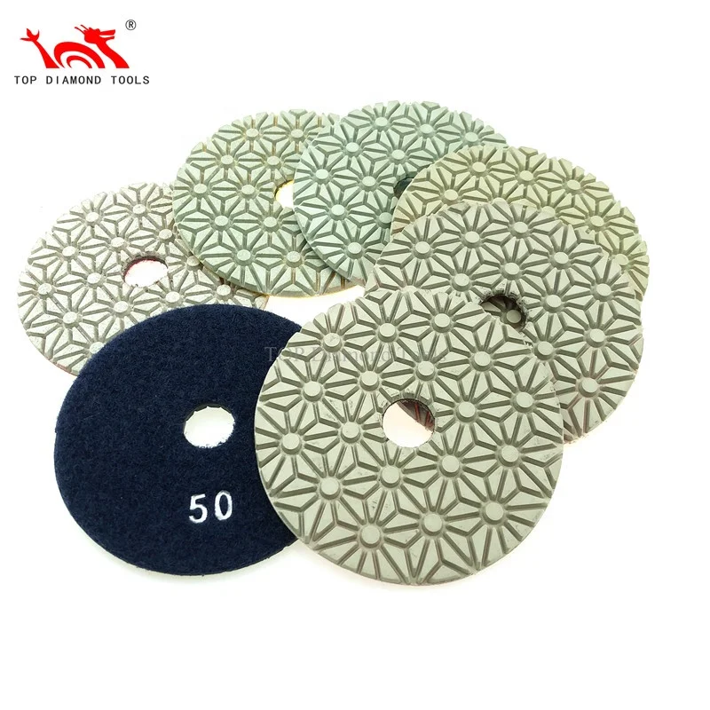 7 Step Dry Flexible Diamond Polishing Pad For Granite Marble Quartz Concrete Polishing