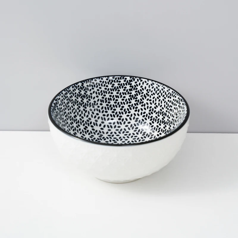 Huilang Popular Ceramic Bowl Ceramic Western Design Printing Salad Bowl Porcelain High-Quality Craftsmanship Dinnerware Set