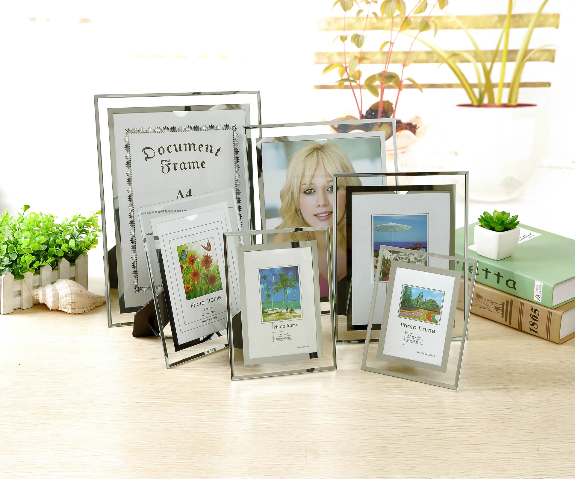 Ограниченная по времени скидка Серебряный Материал Хрустальное стекло 6 дюймов прозрачная простая фоторамка