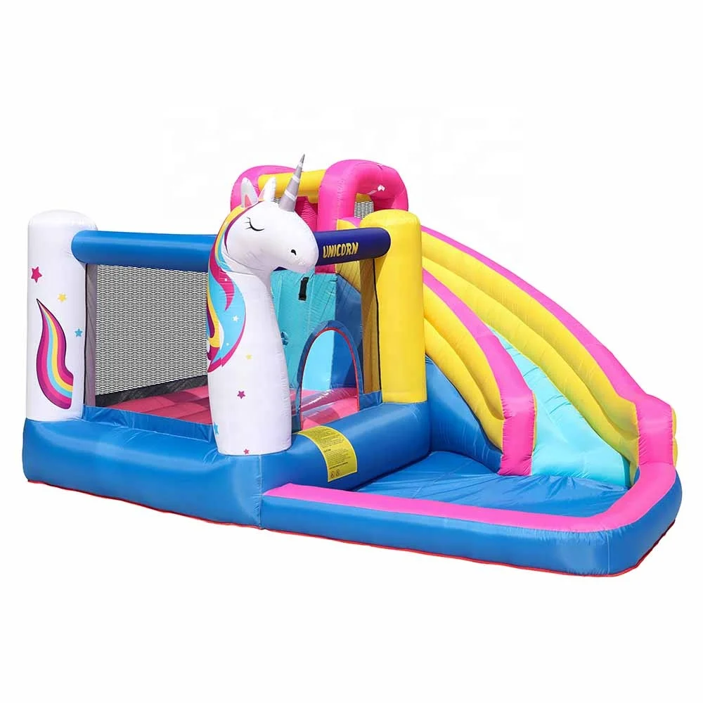 Коммерческая игровая площадка прыгающая горка батут комбо надувная ферма батут замок Единорог прыгающий домик на продажу