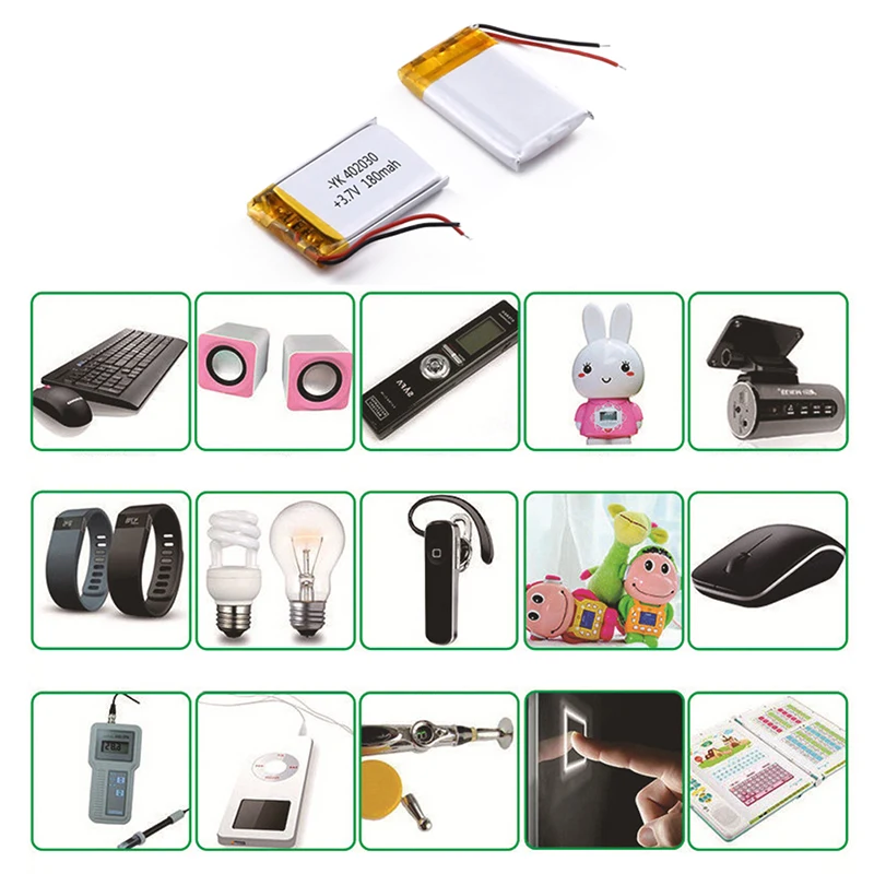 180mAh 3.7V 402030 Lithium Li-ion Polymer Battery Rechargeable Li-po Batteries For Mp3 Mp4 Voice Recorder Smart Watch Battery