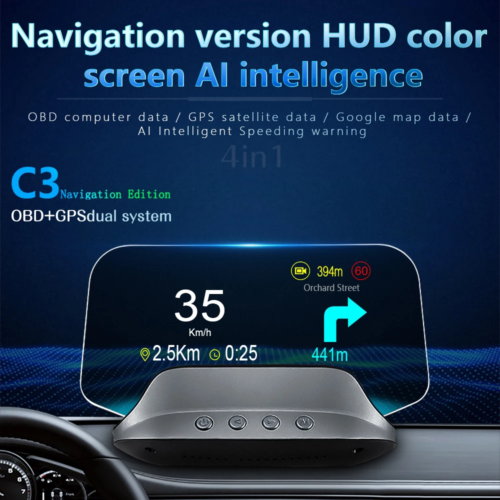  Новинка 2020 автомобильный диагностический инструмент смарт-датчик HUD C3 OBD2 Автомобильный дисплей на лобовом стекле оптический объектив