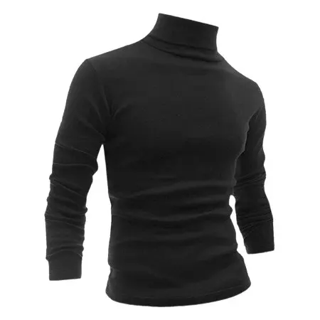 Men Slim Fit Lightweight Long Sleeve Pullover Top Turtleneck T-Shirt Full black high neck wear in winter  Body Warmer High Neck
