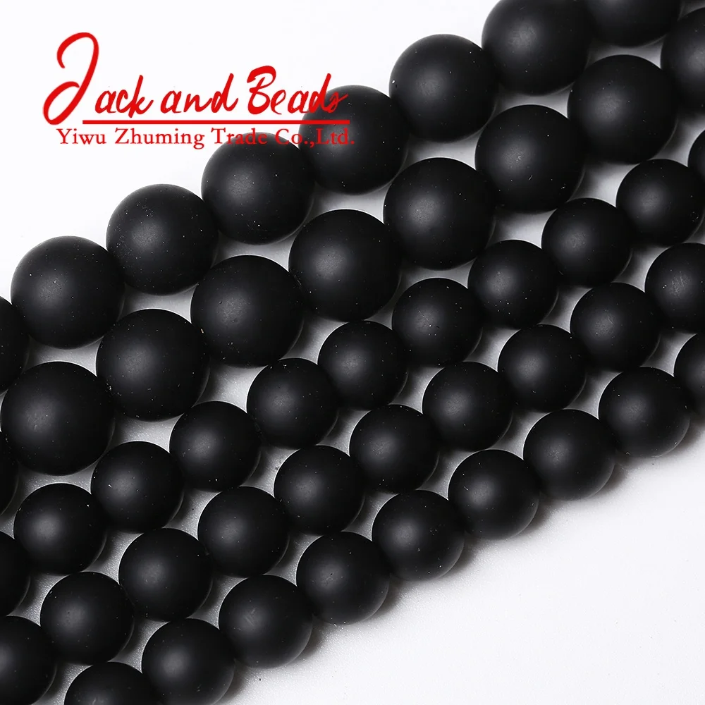 
Natural Stone Dull Polished Black Glass Round Loose Beads 15 Inches For Jewelry Making 
