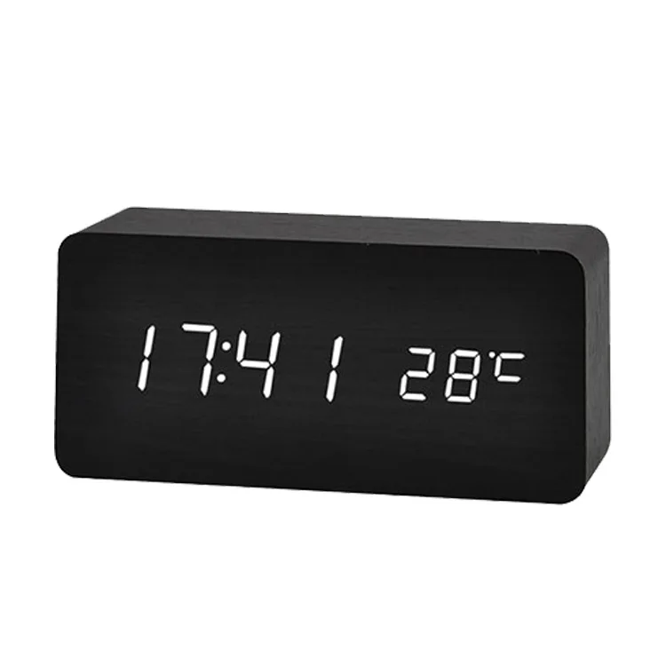 factory direct bedside desk calendar digital wooden led alarm desk clock radio alarm clock speaker hotel alarm clock radio