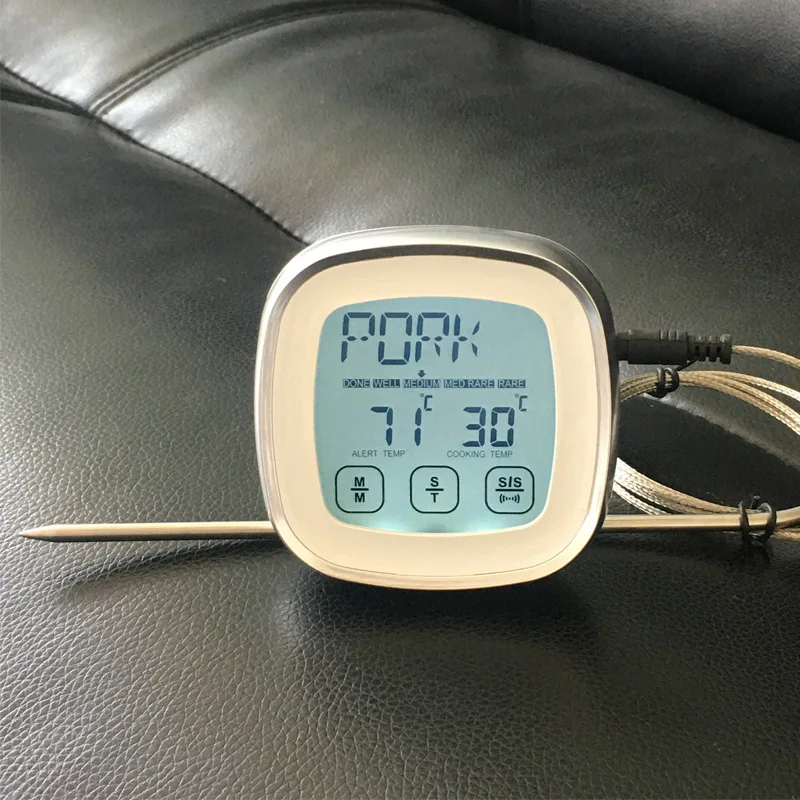 DD1071  Waterproof Touch Screen Kitchen Baking Food Thermometer Meat Timer Food Cooking Magnet Alarm Timers BBQ Thermometer