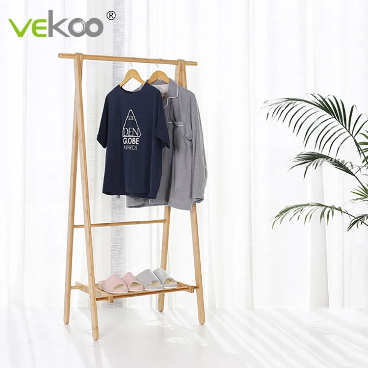 Bamboo stand multi function modern design vertical coat rack bedroom hat and coat rack