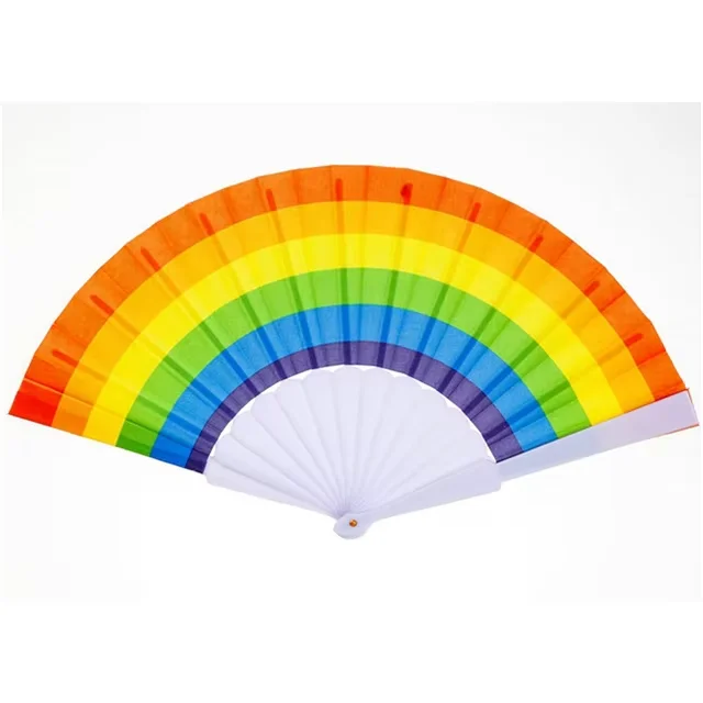 Пластиковый ручной вентилятор на заказ для свадьбы и праздника с блестящей вышивкой