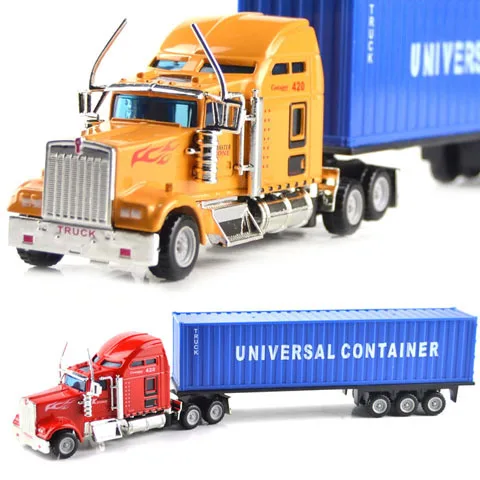 Custom Logo Oem/Odm Alloy Toy Truck 1/64 Scale Diecast Alloy Model Truck Toy Sliding Alloy Vehicle Carrier Container Truck Toys