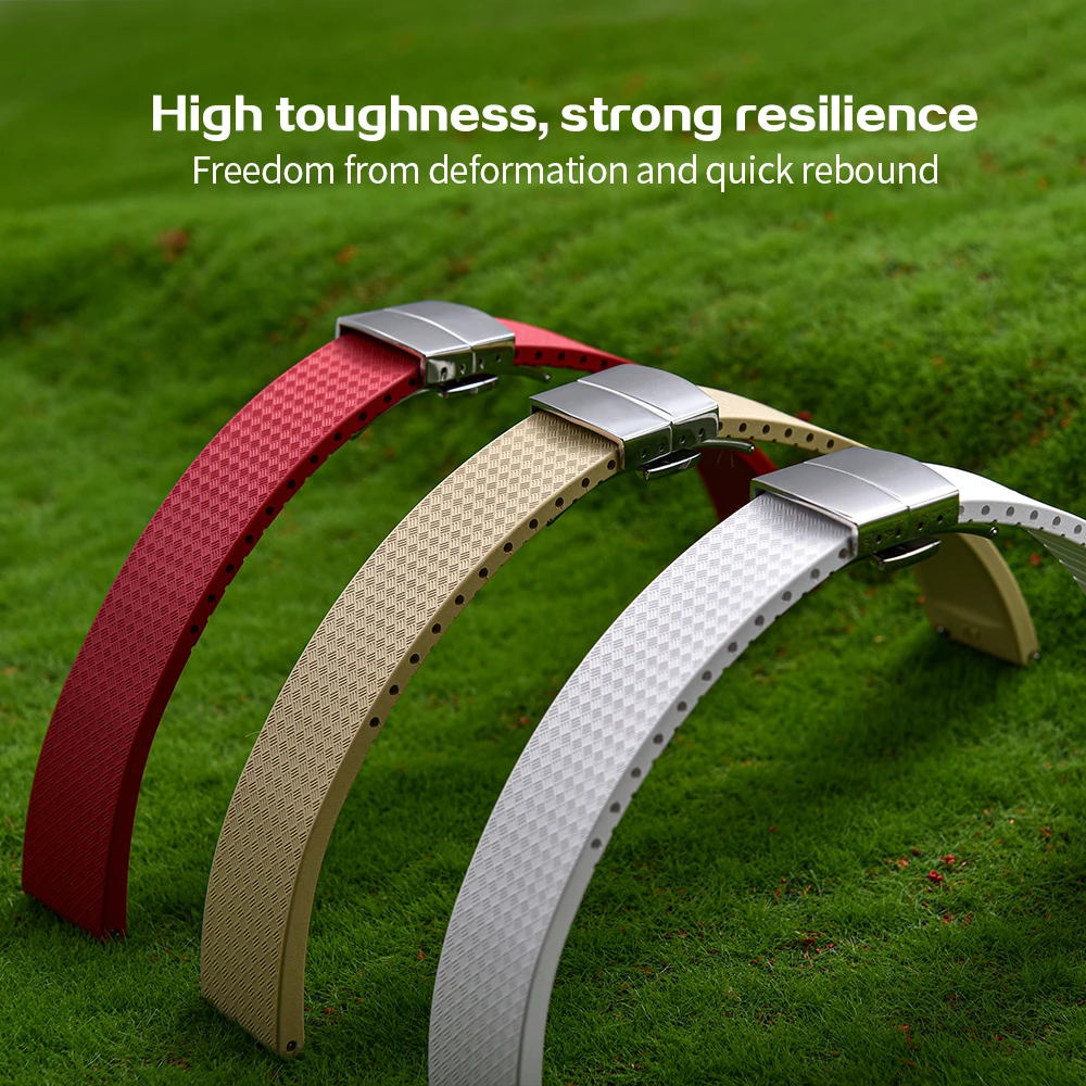 JUELONG 18 19 20 22 mm Tropical Textured CTS FKM Rubber Watch Strap Cut To Size Rubber Quick Release Watch Band Fit Your Wrist