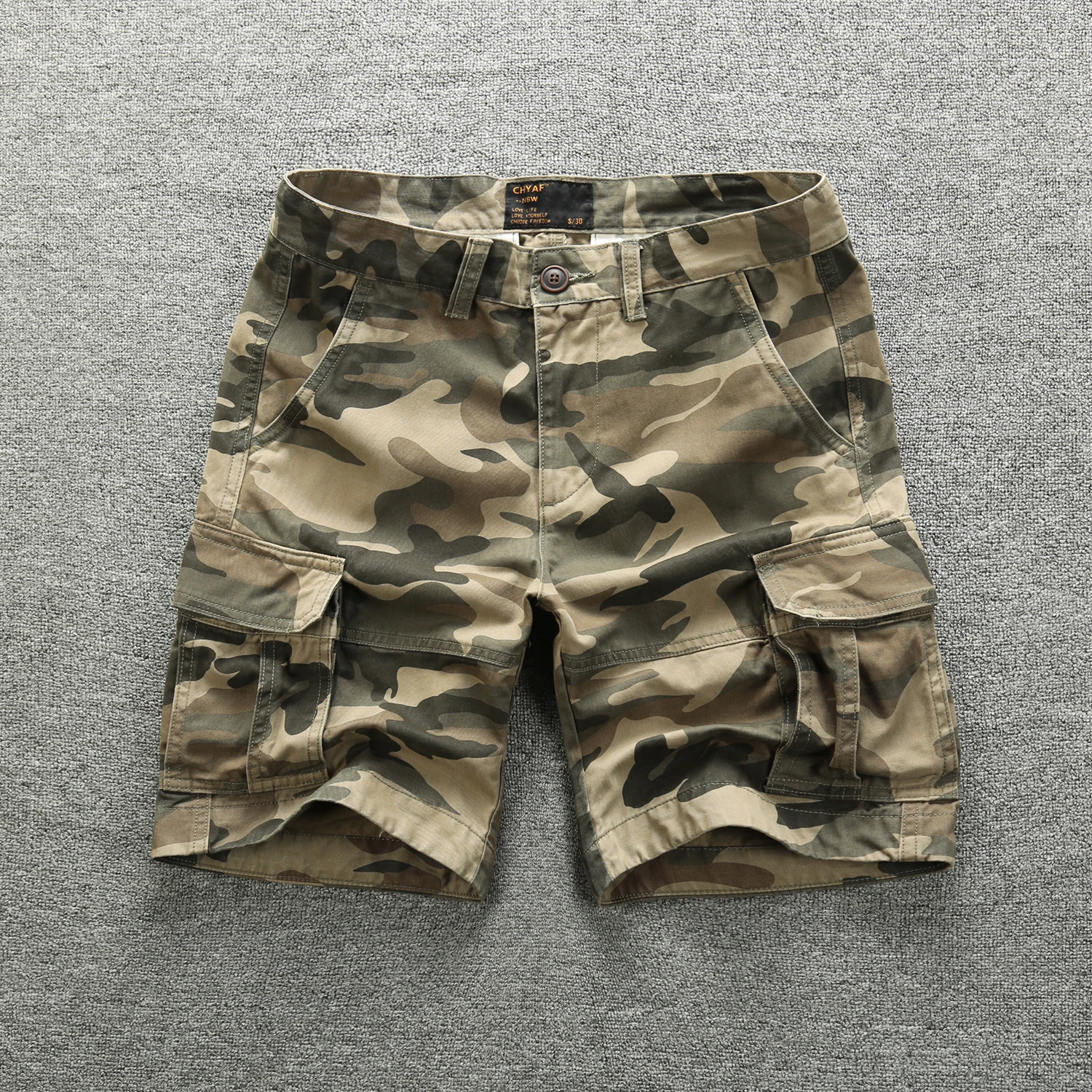 Summer Long Length Men Knee Pocket Casual Cotton Elastic Waist Bermudas Casual Style Capri Cargo Shorts