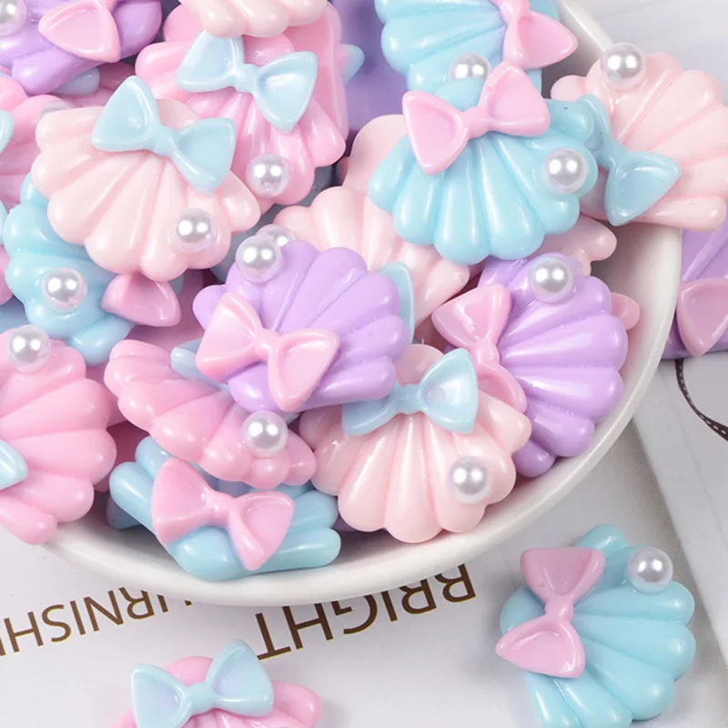 Wholesale cheap price simulation shell pearl resin craft accessories for slime diy set filling hair clips and phone case decor