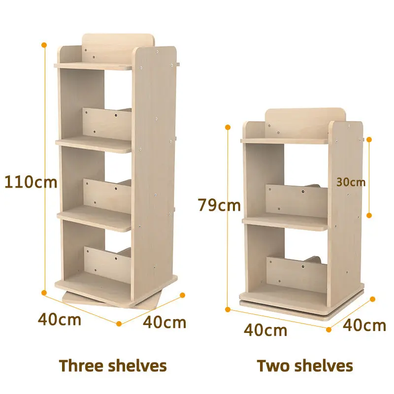 TOP Revolving Solid Wood Bookcase Wooden Bookcase Furniture Christmas Present Book Shelve Rack Bookshelf Kids Bookshelf Storage