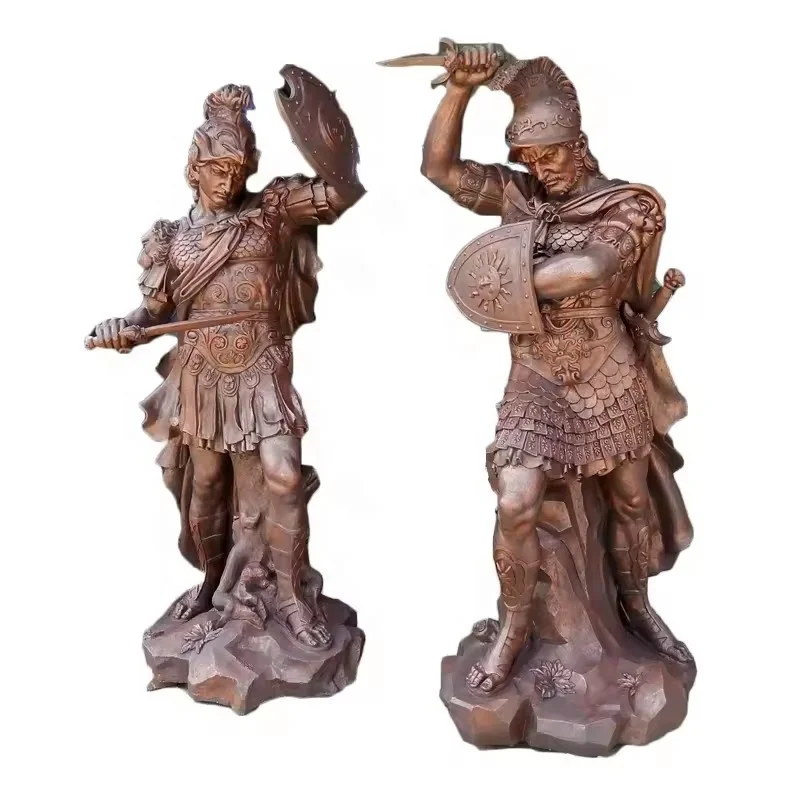 Factory Price Resin Roman Warrior Sculpture Fiberglass Western Soldier Statue Crafts