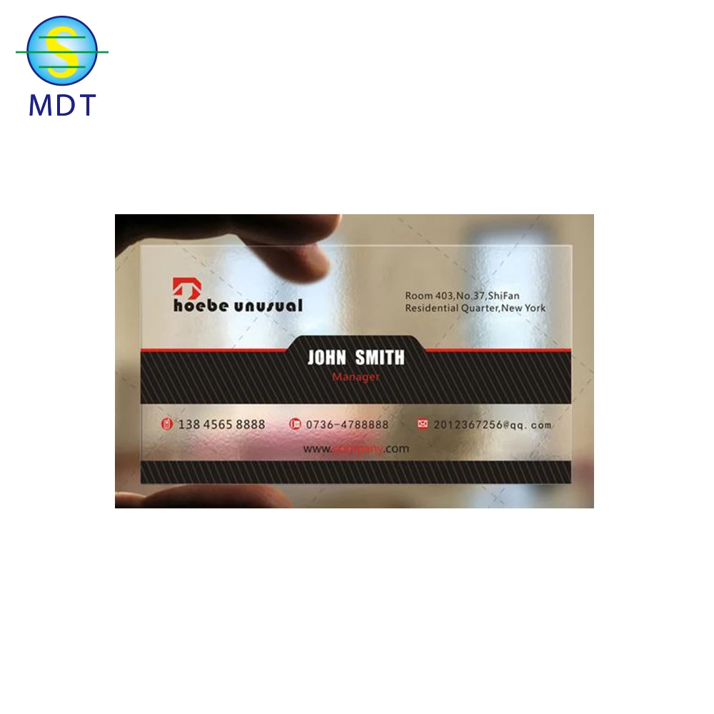 MDT transparent pvc card for epson  printer with barcode and qr code in plastic