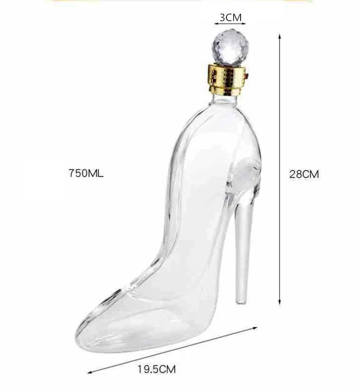 750ml High Heel Shoes Shaped Glass Spirits Liquor Bottle Whiskey Decanter