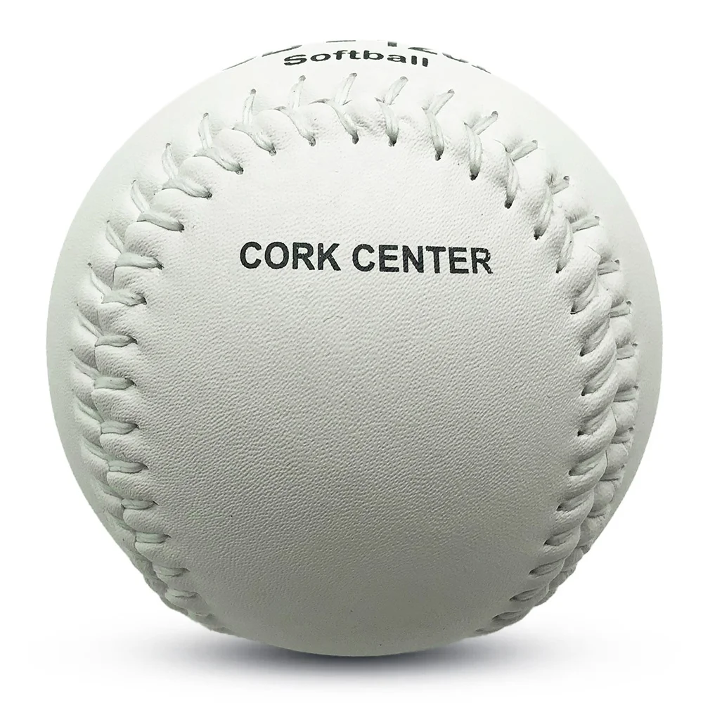 12 inch White Split Leather Softball Ball Cork Core SlowPitch Softball for training SB-120I