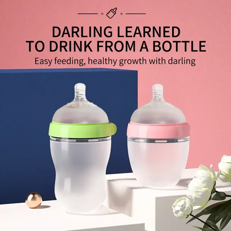 Factory Price Baby Feeding Bottle Food Grade Anti Germ Silicone Breast Milk Bottle BPA Free Baby Bottles Soft 150ml 250ml