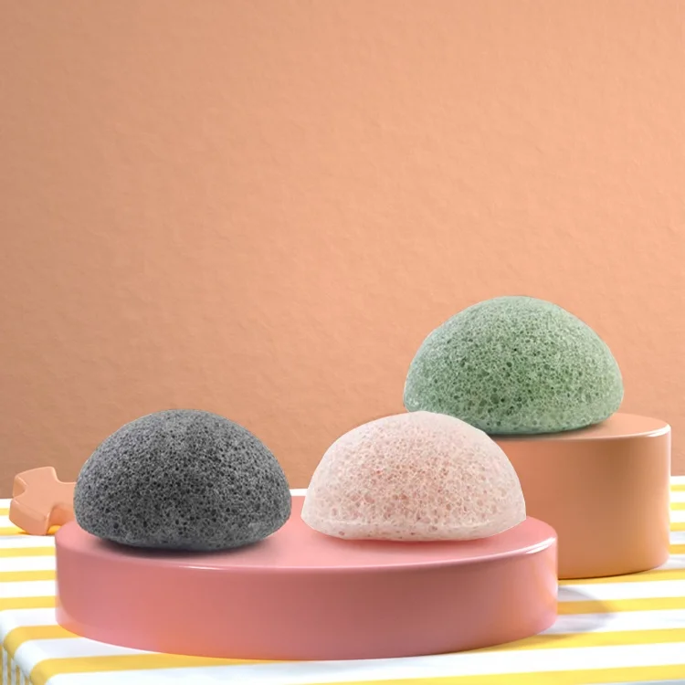 Лидер продаж бамбуковый уголь для лица круглая Очищающая Корейская губка ванны натуральная Коньячная ухода за лицом и