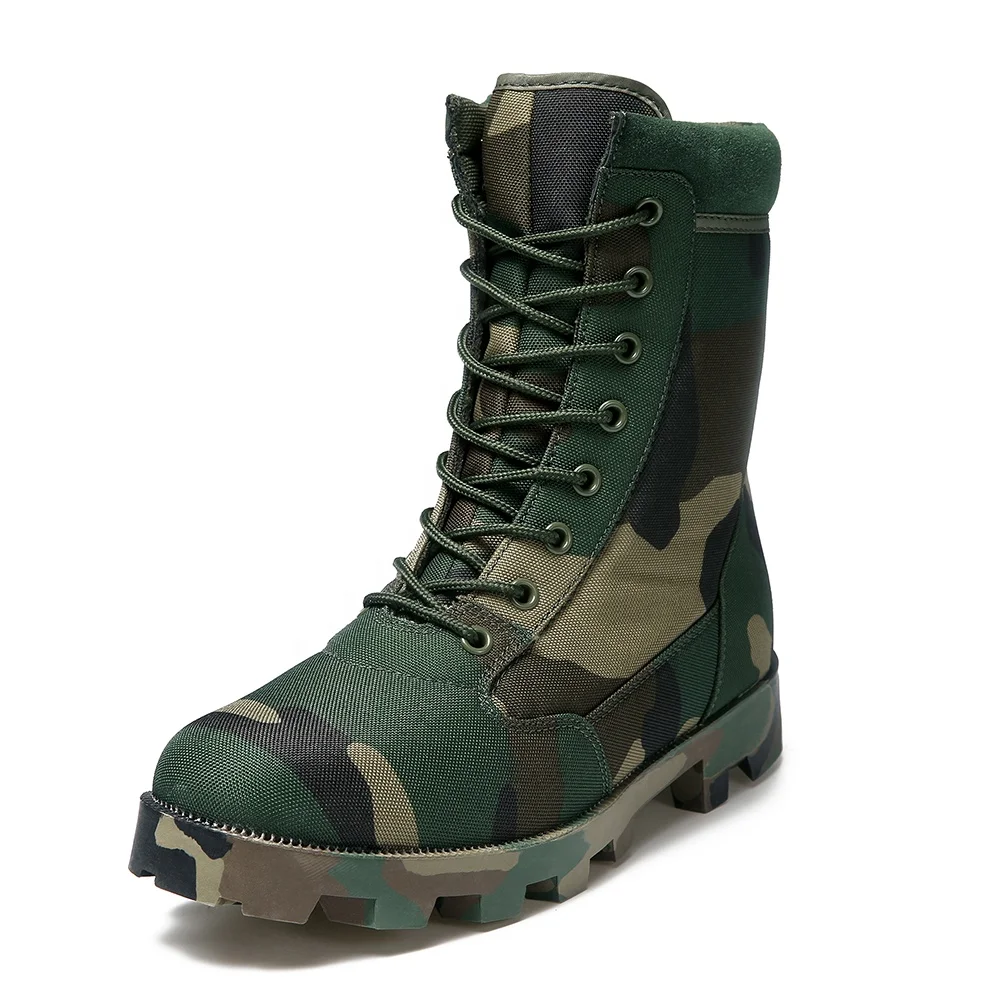 Custom Woodland Camouflage Upper Panama Sole Boots Tactical Black Boots