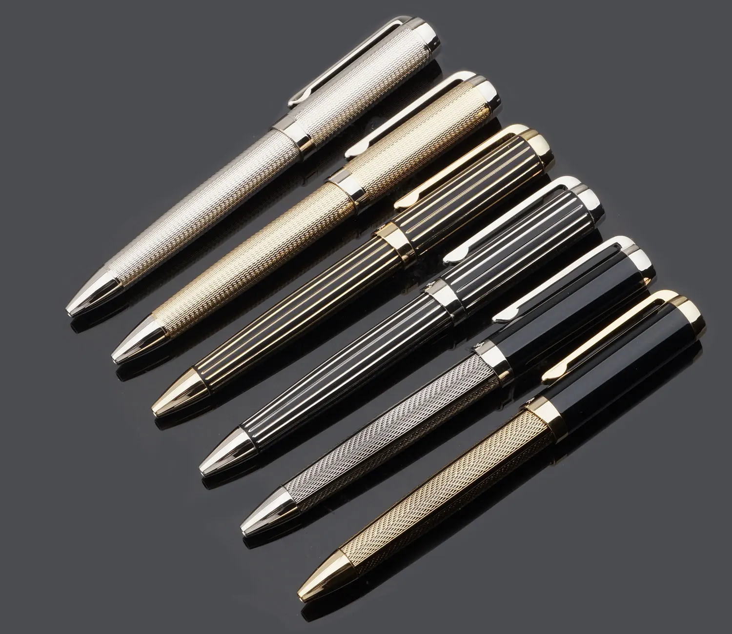 Vertical Lines Smooth Ballpoint Pens Metal Roller pens Custom Biros