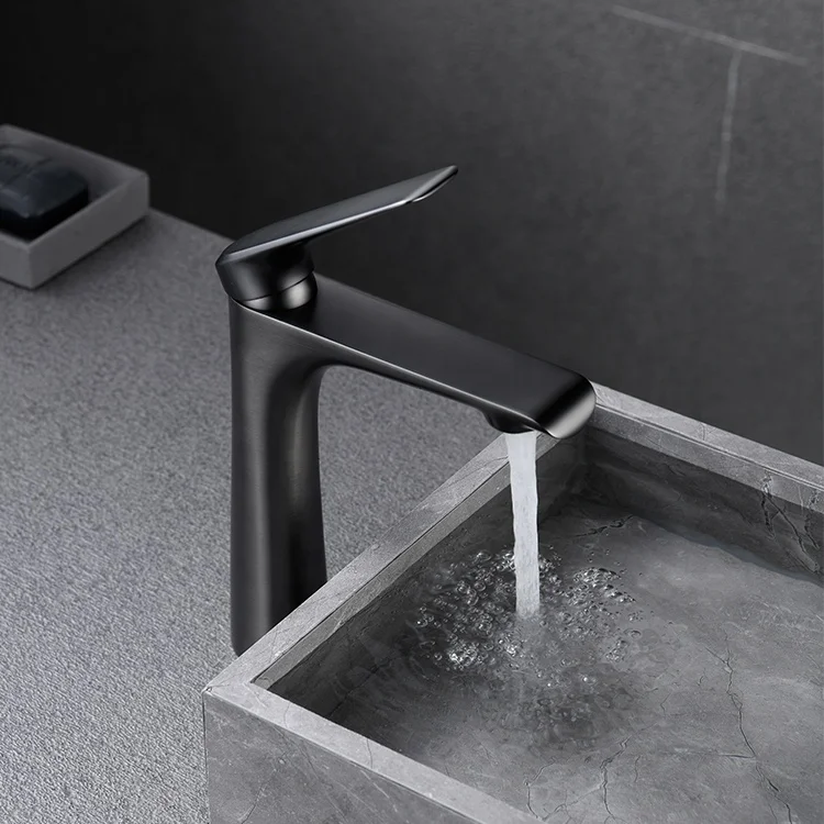 Bathroom Faucet One Hole Mixer Tap Deck Mount Gun Grey Tap Single Handle Lavatory Basin Vanity Sink Faucet