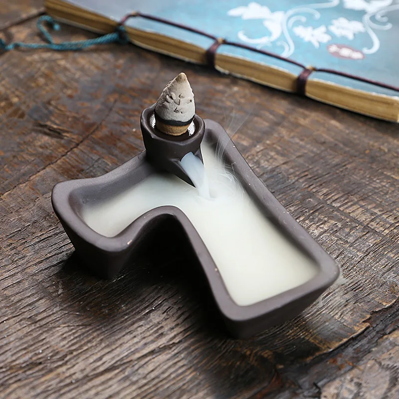 Creative Incense Burner Holder Ceramic Lotus Backflow Censer Smoke Waterfall Aroma Decoration Use In Home Office