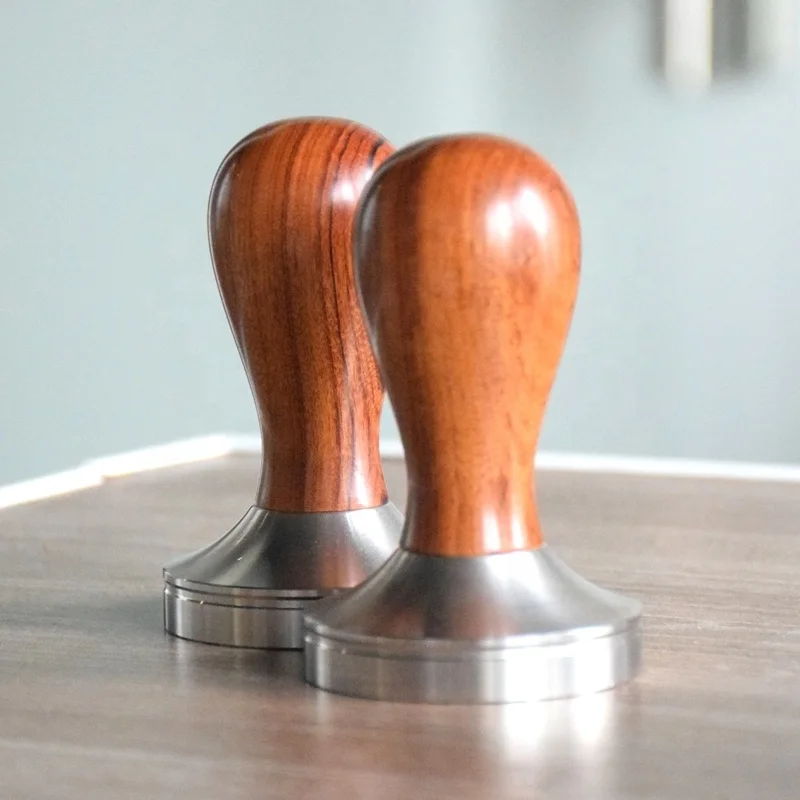 Ecocoffee Hot Sale wooden handle coffee tampers with handles 51mm 53mm 58mm Espresso Stainless Steel Coffee tamper YE06z