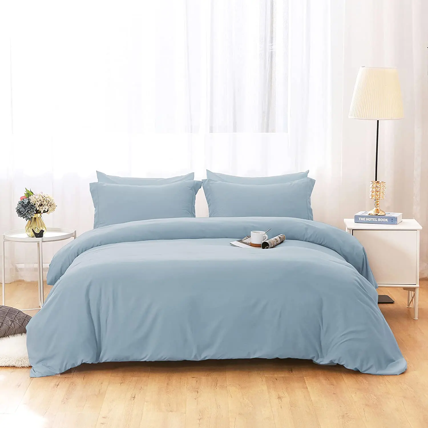Ultra Soft and Breathable Bedding Comforter Cover Set Washed Microfiber 3 Pieces Duvet Cover Set