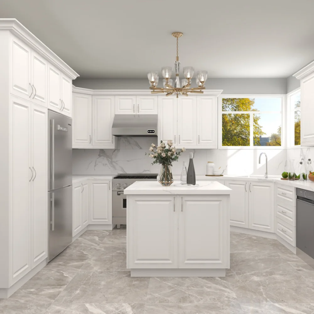 Kitchen Cabinets & Accessories American Standard Flat Pack Kitchen Cabinet MDF Board PVC Finished Wood Door Designs Cupboards