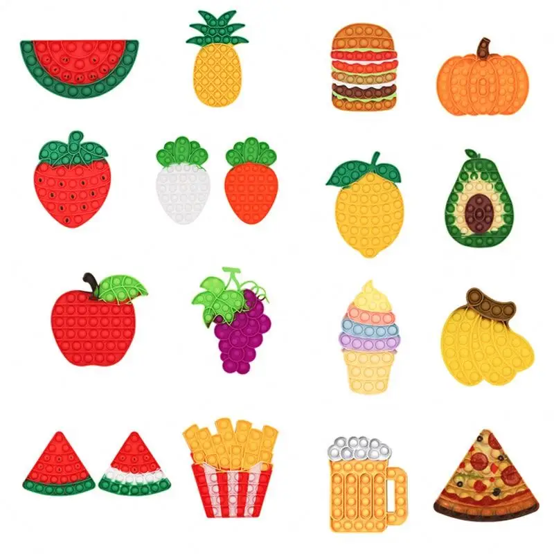 Amazon Top Seller   Silicone toy Relief stress Anxiety Autism Games fruit   push bubble pop