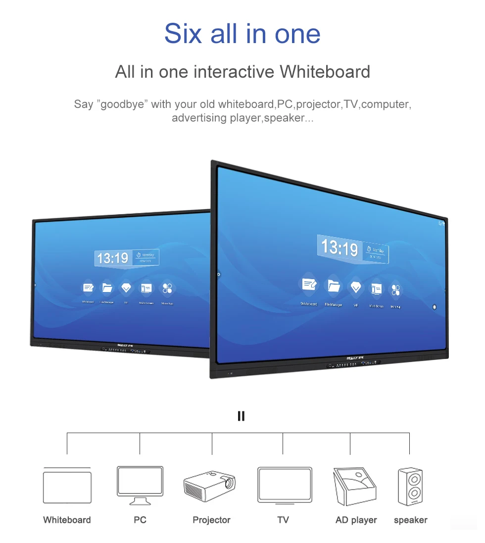 
Really 86 inch 4k UHD Optical Touchscreen Digital Smart Board with Android & Windows System 