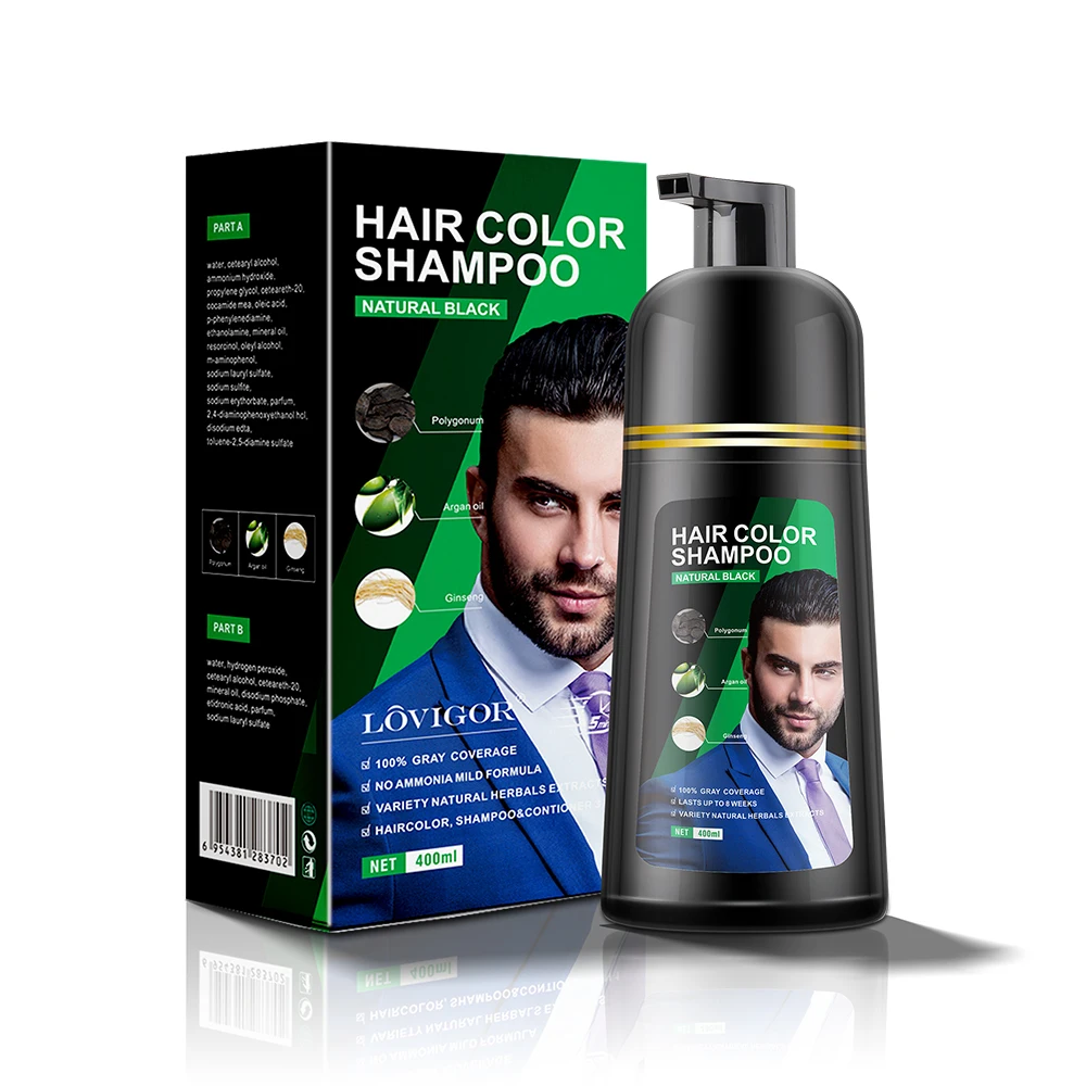 Oem Manufacturer Wholesale Non Allergy Easy Quick Dye Washable Hair Color Shampoo Natural Black Hair Color Shampoo