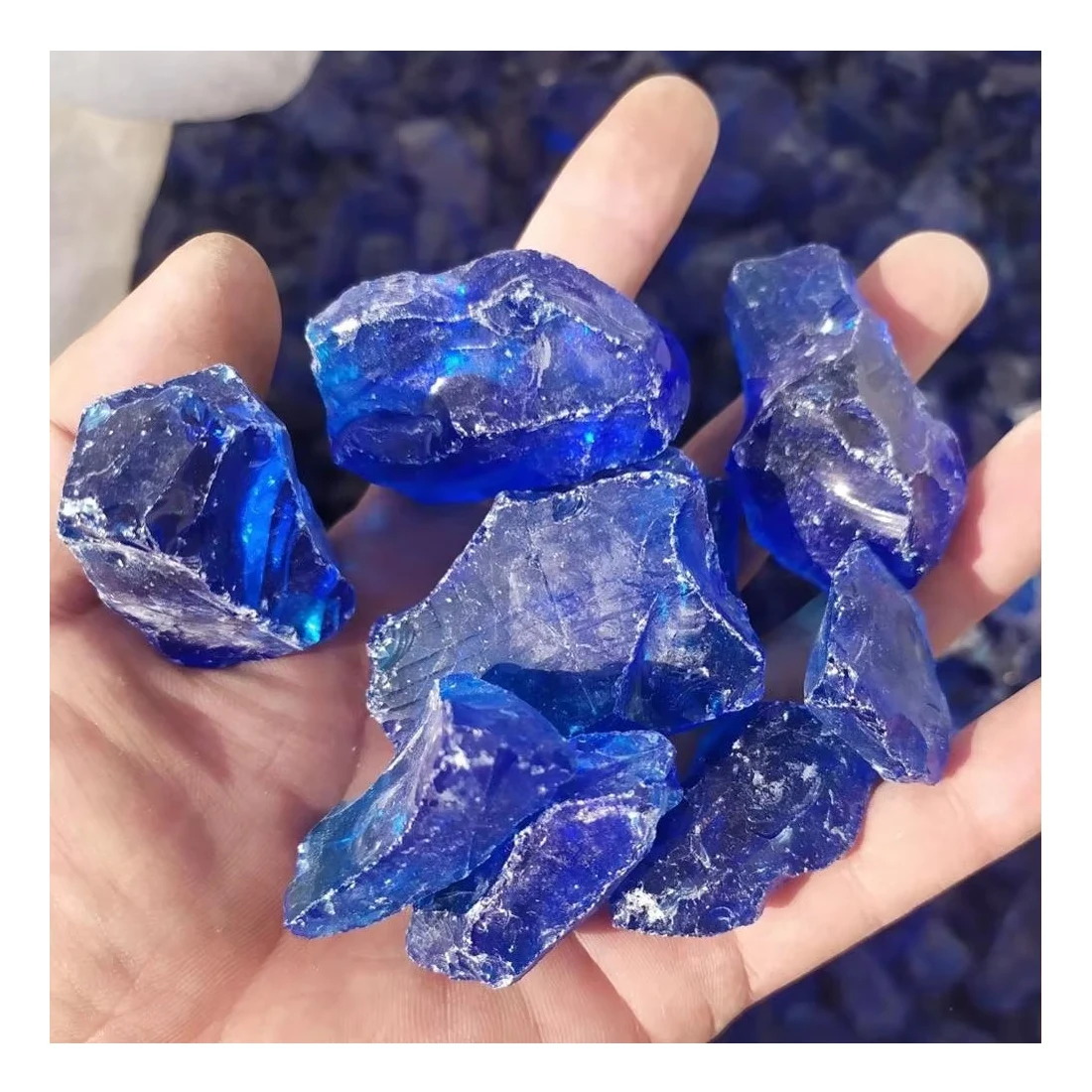 Recycled Landscaping Crystal Dark Blue Gabion Filling Glass