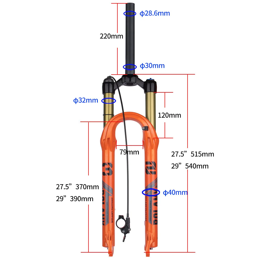 BOLANY Bike Air Fork 27.5/29inch 120mm Travel Oil Air Suspension Magnesium Alloy Quick Release Bicycle Fork