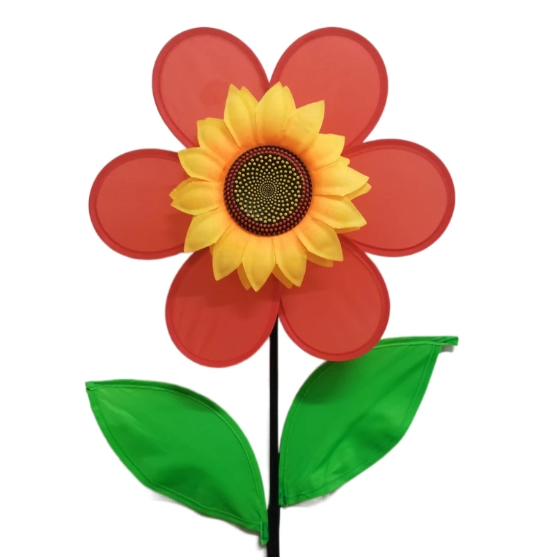 Outdoor Red Decorative Single Pinwheel Toy Sunflower Shaped Removable Windmill For Sale