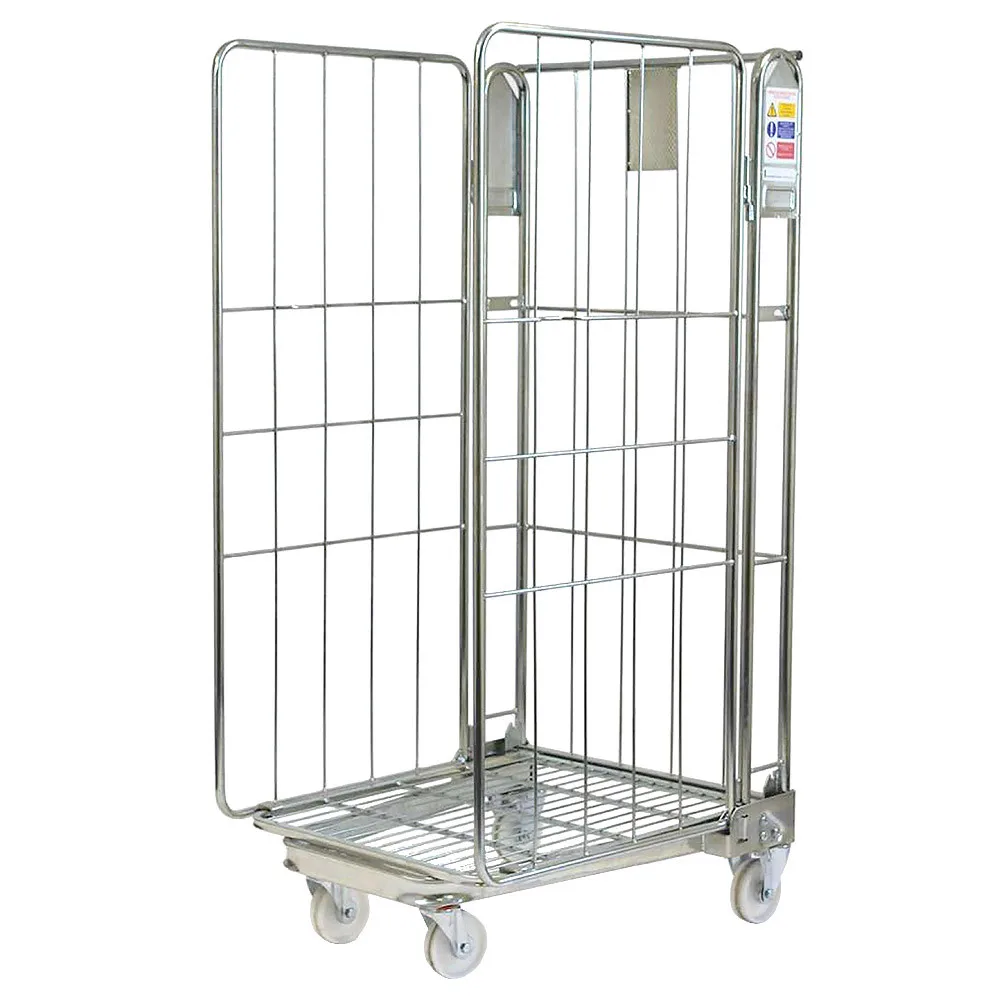 
Warehouse supermarket customized steel welding wire cage /foldable storage bin basket /trolley cart 