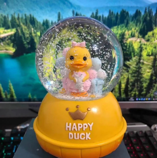 New yellow Duck Crystal Ball music box creative cartoon music box