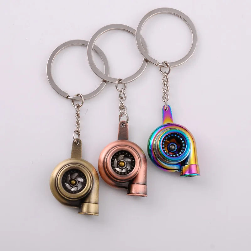 Colorful Alloy Rotating Car Turbo Metal Keychain for Promotion Gift