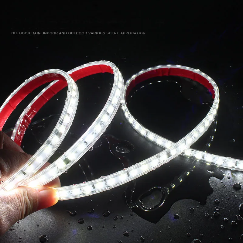 Wholesale Outdoor Decoration PVC Flexible double Row Light Strip Reel Waterproof IP67 SMD 2835 Rope 110V 220V Led Strip Light