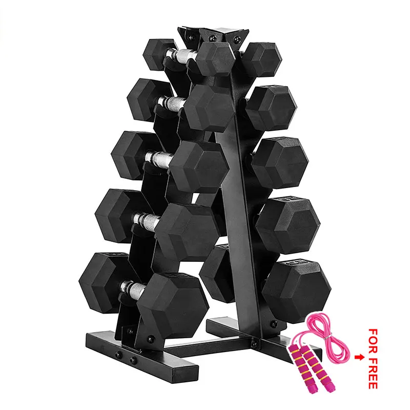 Body Training Fitness Weights Gym Equipment Black Rubber Hexagonal 10kg 40kg 50kg Hex Dumbbell Set